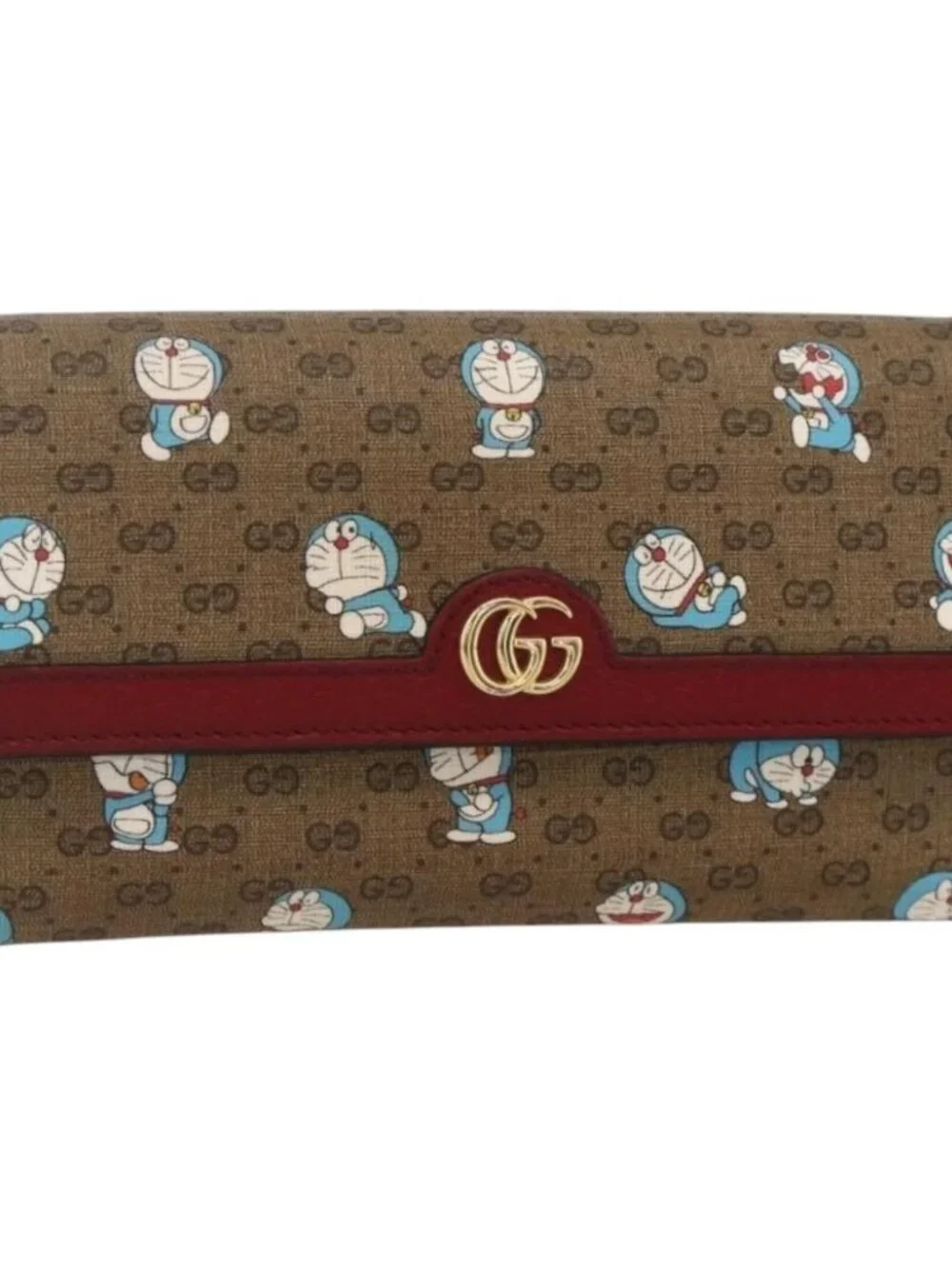 GUCCI Micro GG Supreme Doraemon Long Wallet PVC Beige Gold 647786 Auth 175793A